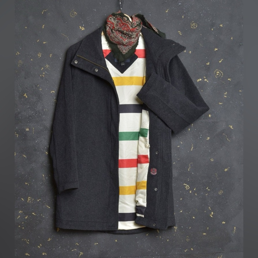 Pendleton Men Wool blend Trench Coat Hudson Bay Style